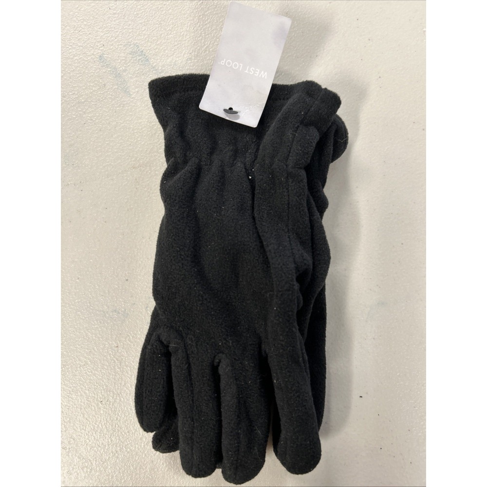 West Loop Mens Unisex Black Fleece Super Soft Gloves - NWT - Mens One Size